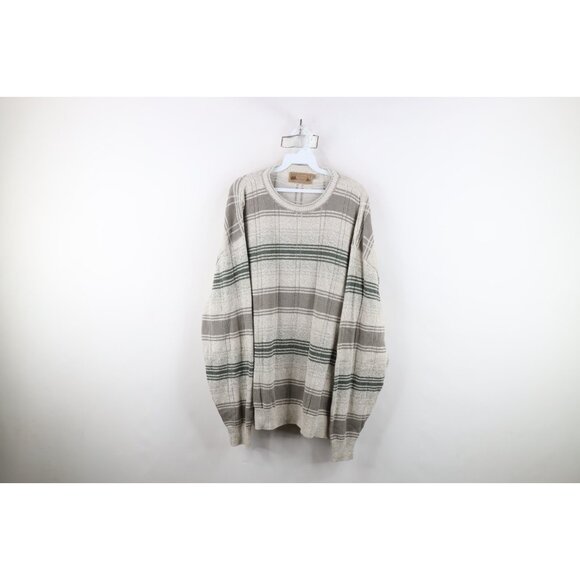 Vintage Other - Vtg 90s Streetwear Mens XL Striped Color Block Ribbed Knit Crewneck Sweater USA